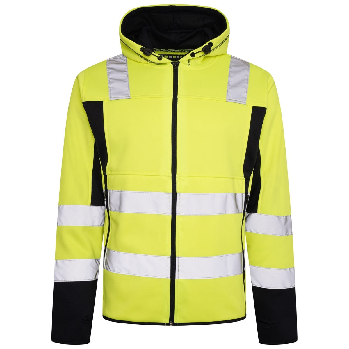 High Vis 2 Side Long Pockets Zipper Hoodie - Yellow / Navy