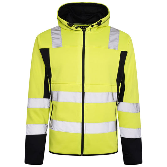 High Vis 2 Side Long Pockets Zipper Hoodie - Yellow / Navy
