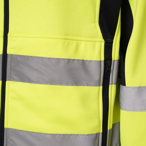 High Vis 2 Side Long Pockets Zipper Hoodie - Yellow / Navy