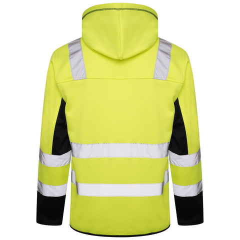 High Vis 2 Side Long Pockets Zipper Hoodie - Yellow / Navy