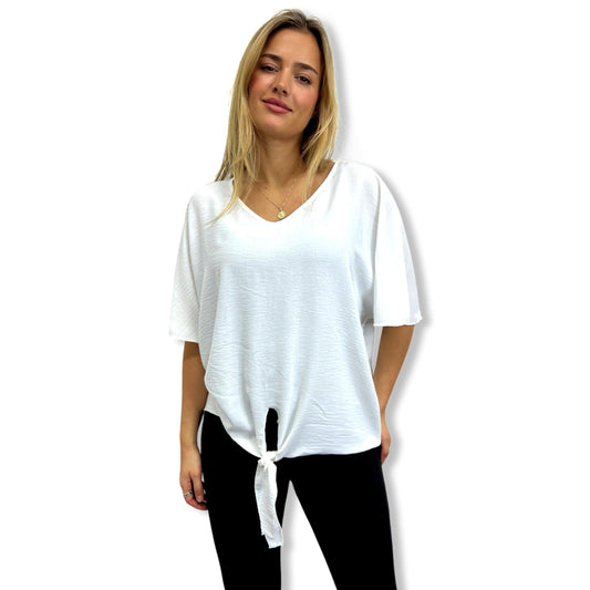 Crisp White Tie-Waist Tee