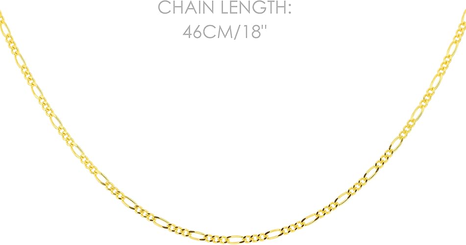Women Gold Gilded Figaro Chain Necklace