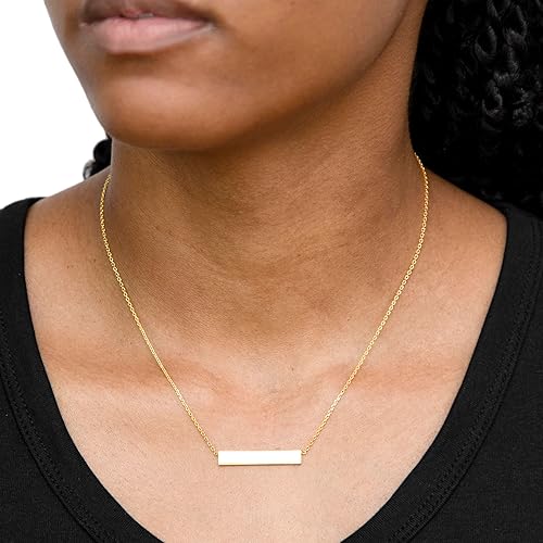Women Gold Gilded Horizontal Bar Necklace 