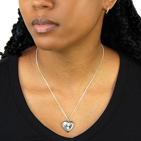 Women Silver Rhodium Plated  Heart Locket Necklace
