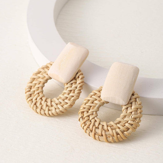 Wooden Effect Circles With Square Earrings