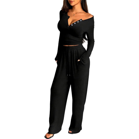 Button Up Lounge Yoga Set with Cashmere Effect