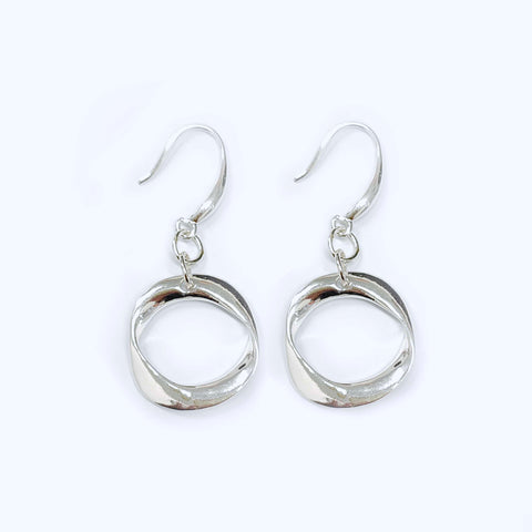 Twisted Oval Earrings Silver