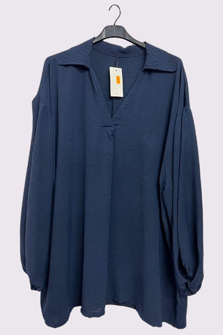 Plain Elastic Cuff Sleeve Oversized Top