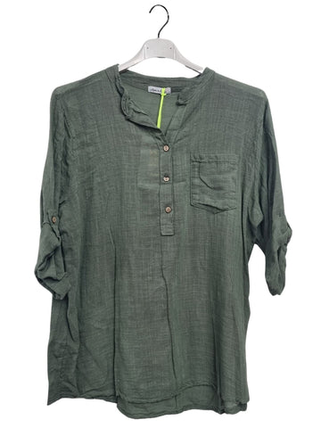 Plain Chest Pocket Tunic Cotton Top