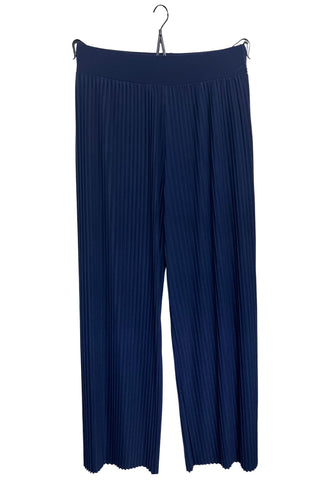 Pleated Elasticated Waistband Wide Leg Trousers