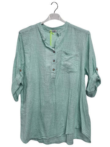 Plain Chest Pocket Tunic Cotton Top