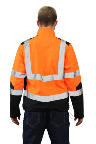 High Vis Softshell Jacket Orange/Navy Removable Hood