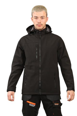 Men's Waterproof  Softshell Jackets Removeable Hoodie with Zip Pockets