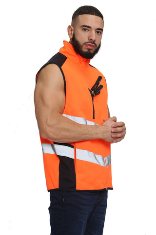 High Vis 3 Pockets Bodywarmer - Orange/Navy