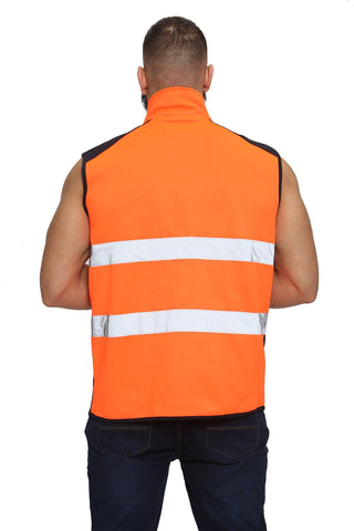 High Vis 3 Pockets Bodywarmer - Orange/Navy