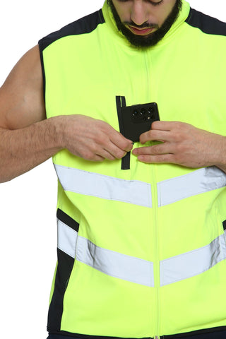 High Vis 3 Pockets Bodywarmer - Yellow/Navy
