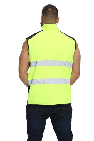 High Vis 3 Pockets Bodywarmer - Yellow/Navy
