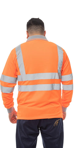 High Vis Long Sleeve Shirt - Orange/Grey