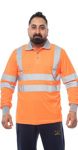 High Vis Long Sleeve Shirt - Orange/Grey