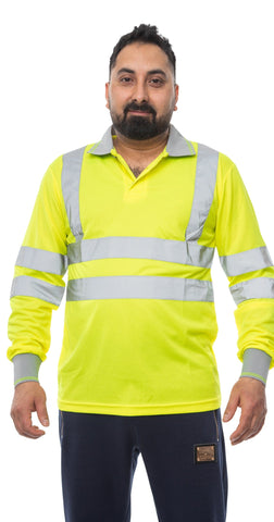 High Vis Long Sleeve Shirt - Yellow/Grey