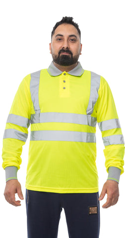 High Vis Long Sleeve Shirt - Yellow/Grey