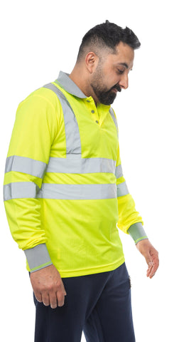 High Vis Long Sleeve Shirt - Yellow/Grey
