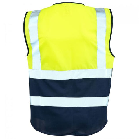 High Visibility Safety Waistcoat Vest - Yellow and Navy