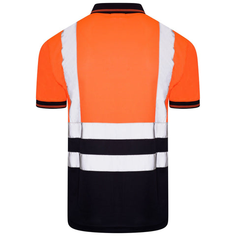 Mens Hi Vis Polo Short Sleeve T-Shirt Orange