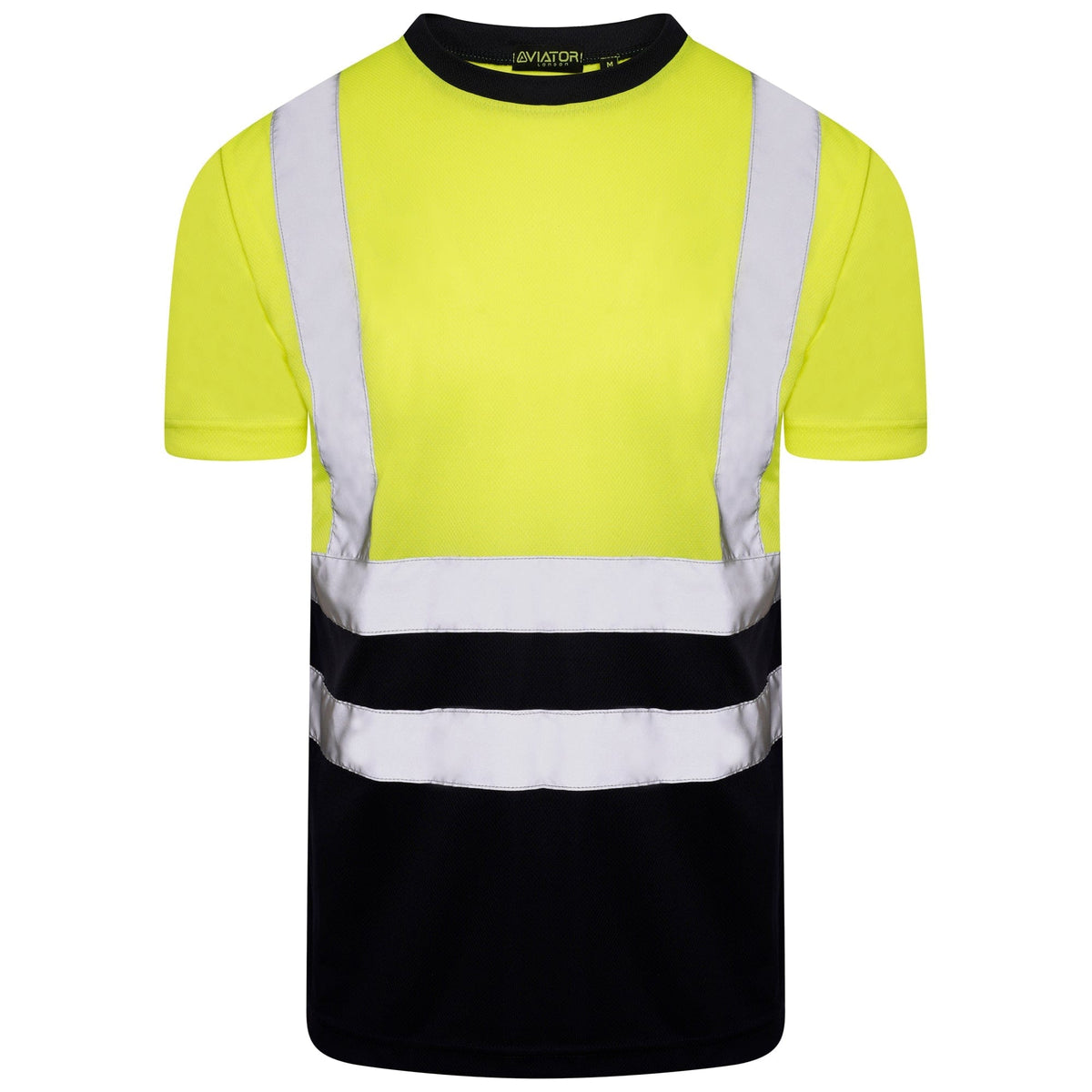 Hi Vis Value Yellow T-Shirt - Navy Collar