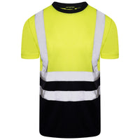 Hi Vis Value Yellow T-Shirt - Navy Collar