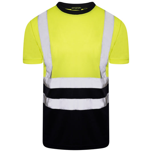Hi Vis Value Yellow T-Shirt - Navy Collar