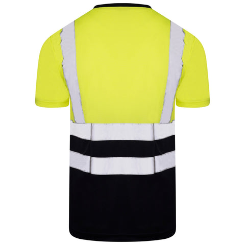 Hi Vis Value Yellow T-Shirt - Navy Collar