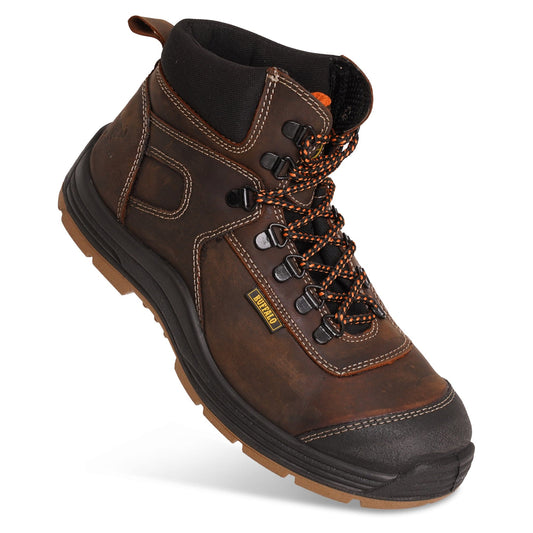 Men's Leather Safety Boots - Brown