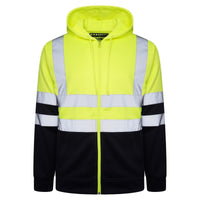 Hi Vis Safety Zipper Hoodie Yellow And Navy