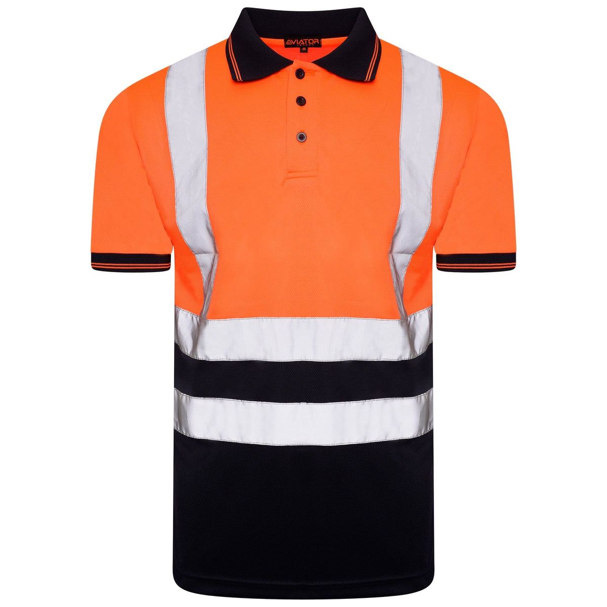 Mens Hi Vis Polo Short Sleeve T-Shirt Orange