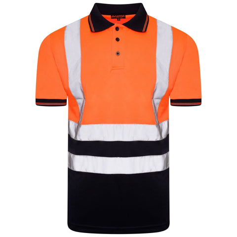 Mens Hi Vis Polo Short Sleeve T-Shirt Orange