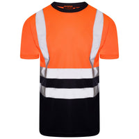 Hi Vis T Shirt Reflective Safety Short Sleeve Orange And Navy