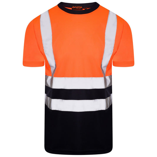 Hi Vis T Shirt Reflective Safety Short Sleeve Orange And Navy