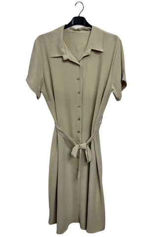 Plain Belted With A Tie-Up Design Dress