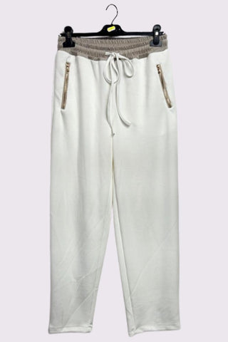 Plain Drawstring Waistband Zip Pockets Trousers