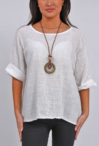 Plain Necklace Cotton Top