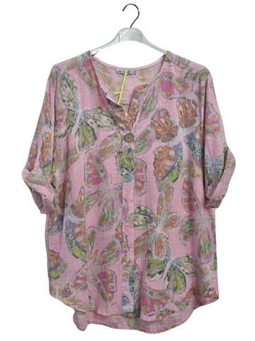 Butterfly-Inspired Print Tunic Cotton Top