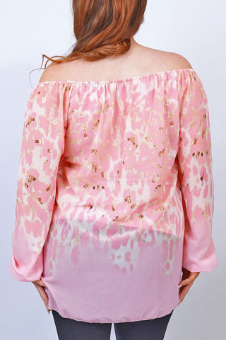 Leopard Print Elasticated Cuff Viscose Top