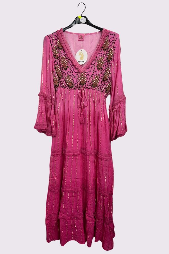 Embroidery Design Elastic Waist Dress