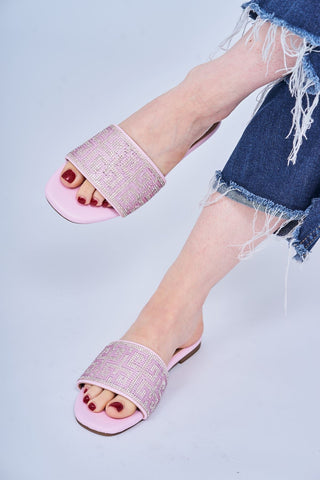 Rhinestone Geometric Pattern Flat Slider