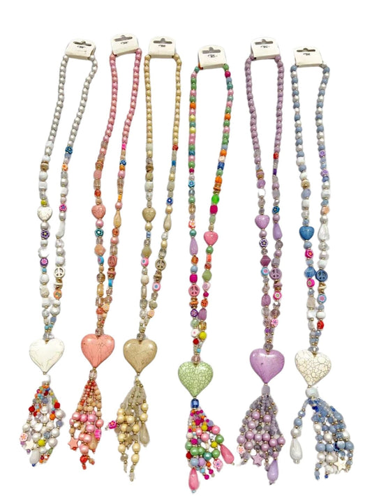 Multi Beaded Tassel Necklace