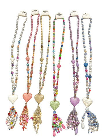 Multi Beaded Tassel Necklace