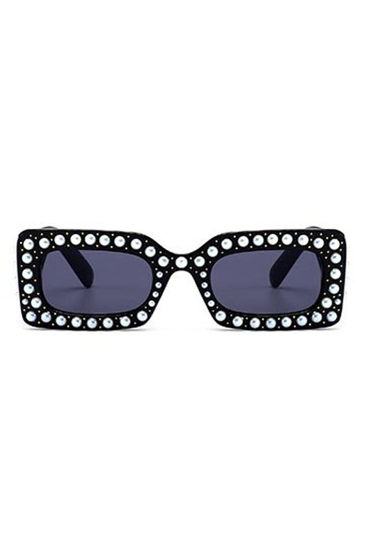Pearl Detail Square Plastic Sunglasses
