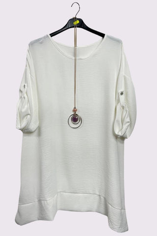 Plain Textured Button Up Seleeves Top
