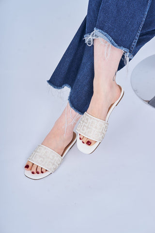 Rhinestone Geometric Pattern Flat Slider